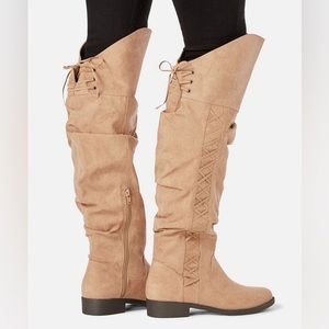 ⭐️JUSTFAB⭐️ Joplin Flat Over The Knee Boots | Taupe | Size 7